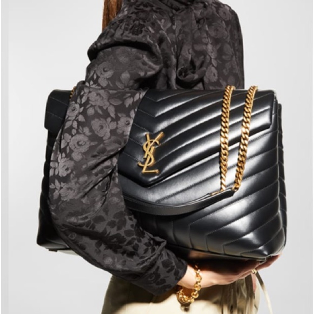 **SOLD**Saint Laurent LouLou Large YSL Shoulder Bag Quilted Leather Retail $3800